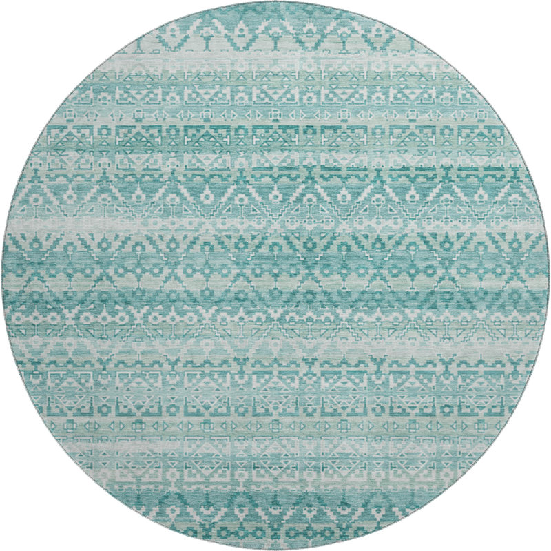 Premium Machine Washable Mayfield AMF2101 Striped Rug, Aqua, 10' x 14'