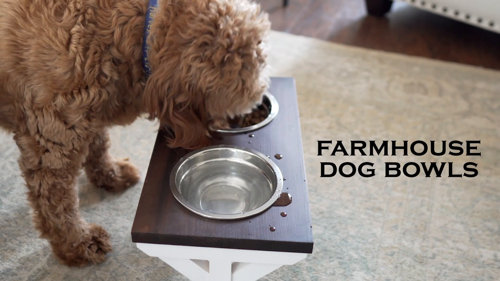 MAINEVENT Modern Farmhouse Dog Bowl Stand, Dog Bowls Elevated Dog Food Stand, Raised Dog Bowls for Medium Dogs, Dog Food Bowls Elevated Dog Bowl Stand