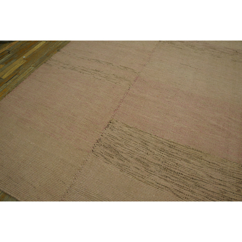 Tapis unique en laine noué à la main rose clair / gris 9 pi x 12 pi