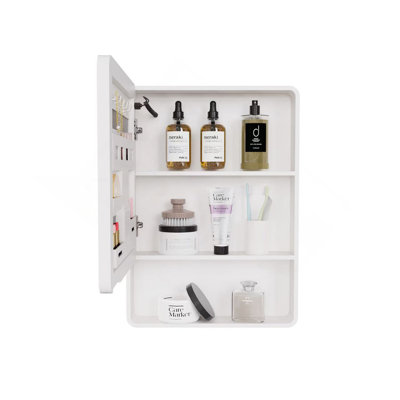 LED bathroom medicine cabinet with single-color warm light,Anti-fogging ,Easy to install Aluminum-plastic cabinet.
