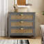 Commode décorative 3 tiroirs, commode en rotin, commode avec poignées en métal doré-1100645078