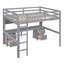 Lit mezzanine double avec bureau, armoires, tiroirs et station de charge - cadre en bois robuste, rangement et ports USB,-502864280