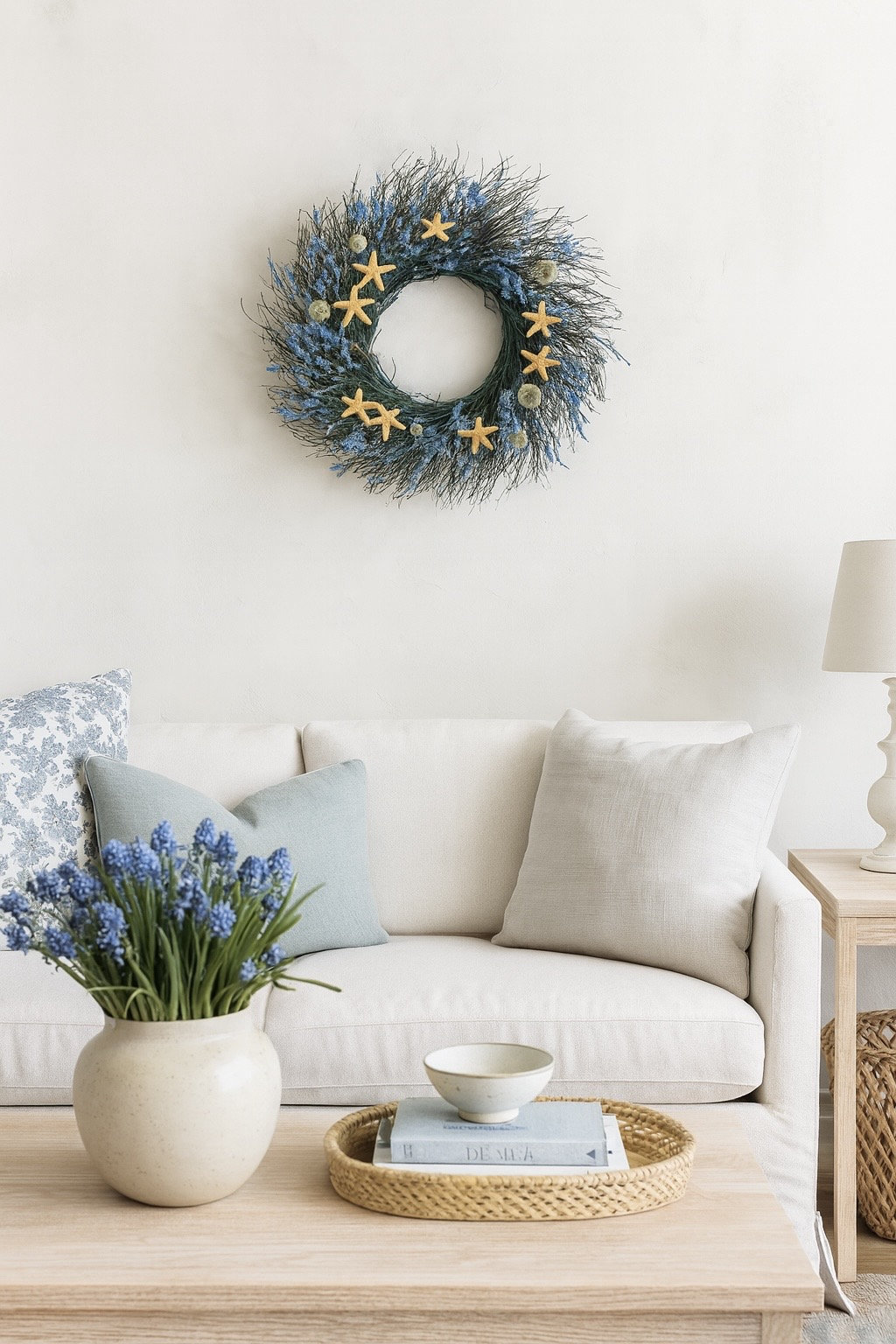 Beachy Handcrafted Dried Mixed Assortment Wreath, 20" H x 20" W x 5" D