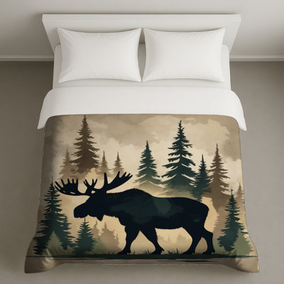 Moose In Forest Silhouette Duvet Covers