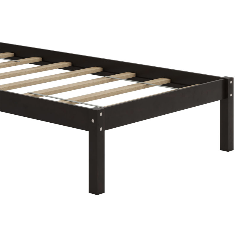  Wooden Platform Bed with Headboard, Espresso