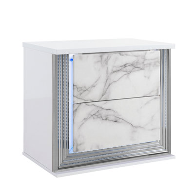 MOON WHITE MARBLE NIGHTSTAND WITH LED