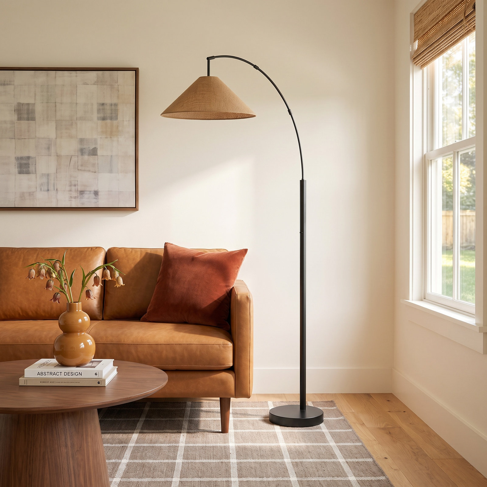 Braxton 76'' Floor Lamp, Light Brown, Dark Bronze