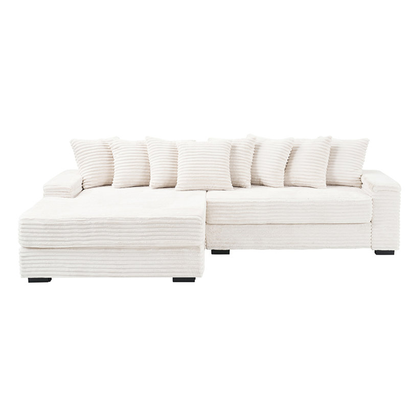 Luxueux canapé en flanelle avec huit coussins décoratifs exquis pour créer un espace de vie confortable et invitant, Beige