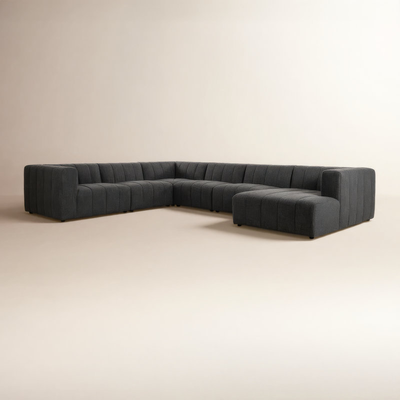 Bowry 6 - Piece Chaise Sectional, Saxon Charcoal Polyester Blend, 25" H x 157" W x 122" D, Left Hand Facing
