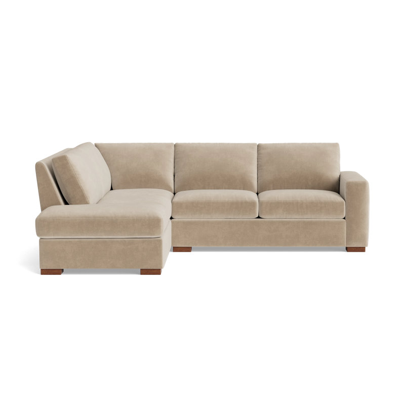 Couch Potato Sectional, Velvet - Beige, Left Hand Facing