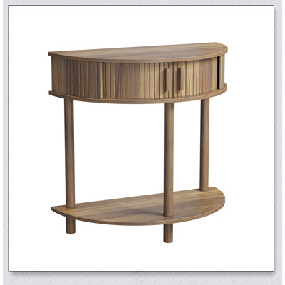 31.5-Inch Grooved Half-Moon Console Table, Farmhouse Sofa Table Behind Couch, Modern Entryway Table, Decorative Table For Living Room, Hallway, Entryway Or Foyer Narrow Entry