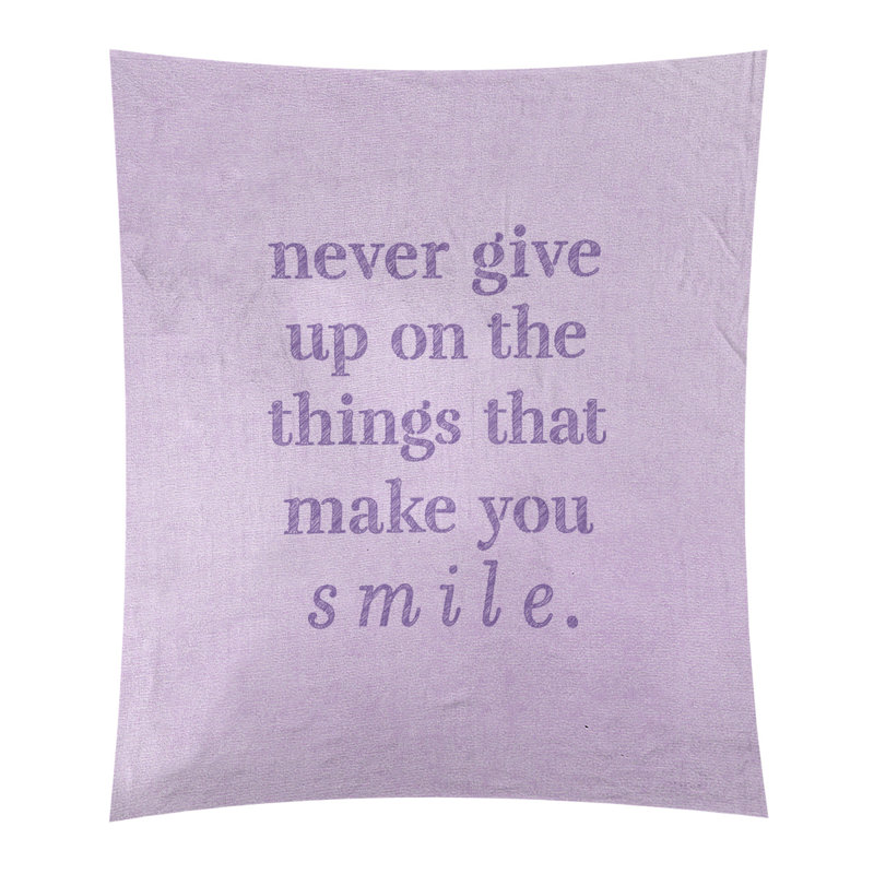 Tapisserie en polyester et citation manuscrite en polyester perseverance, Mauve, H 104 po x l 88 po