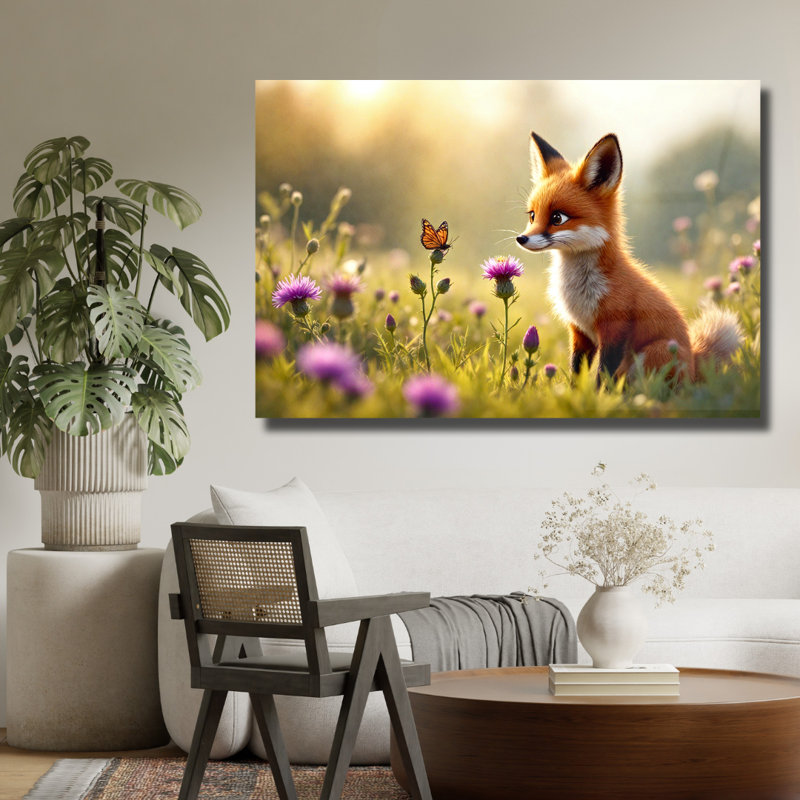 Renard, art mural en verre trempé, 12" H x 16" W