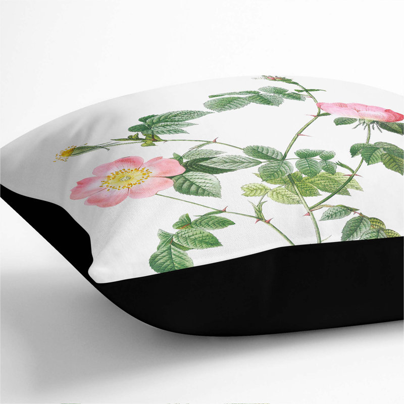 Floral Square Throw Cushion, Black, 40 x 40 cm