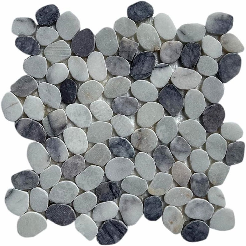 CNK Tile Milas Lilac Small Round Sliced Pebble Tile - 12" X 12" Polished Natural Stone For Bathroom Kitchen Backsplash Wall Decor And Flooring - Durable Easy Installation Low Maintenance - Pack Of 1