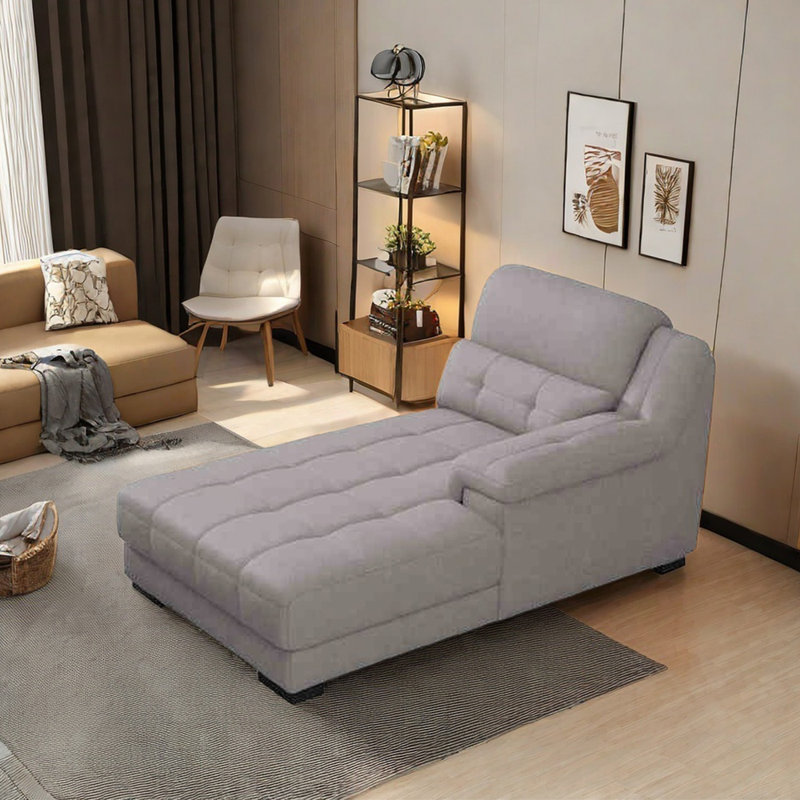 High elastic sponge Cotton and linen recliner, Left Hand Facing, Light Gray