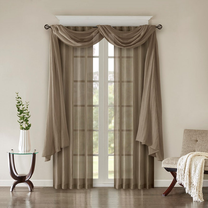 Solid Crushed Scarf Sheer, Taupe