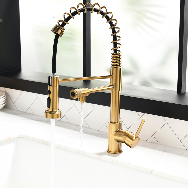 Pull Down Water Filter Kitchen Faucet, Purifier Drinking Tap, Black And Nickel Gold, Outlet For Sink Independent Cold Hot Supply Quality