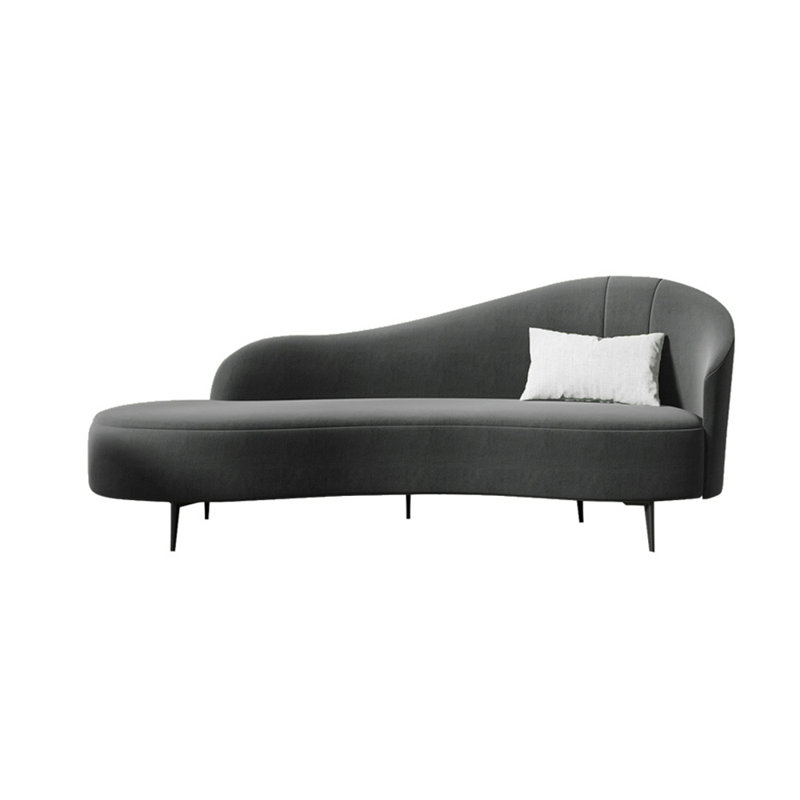 Chaise simple rembourrée en tissu éponge inclinable de style simple, Accoudoir à droite (vu de face), Gris
