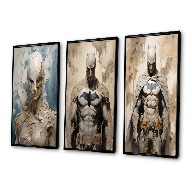 «Darkness Superheros - Superheros», ensemble d'art mural sur toile, Cadre flottant noir, H 28 po x l 36 po