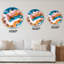 Horloge murale orange orange, bleu et blanc Rivers-835586092