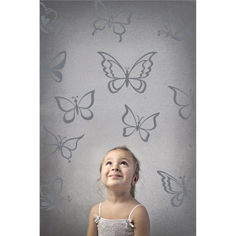 Adhésif décoratif papillon, Gris orage, H 55 po x l 58 po x P 0,01 po