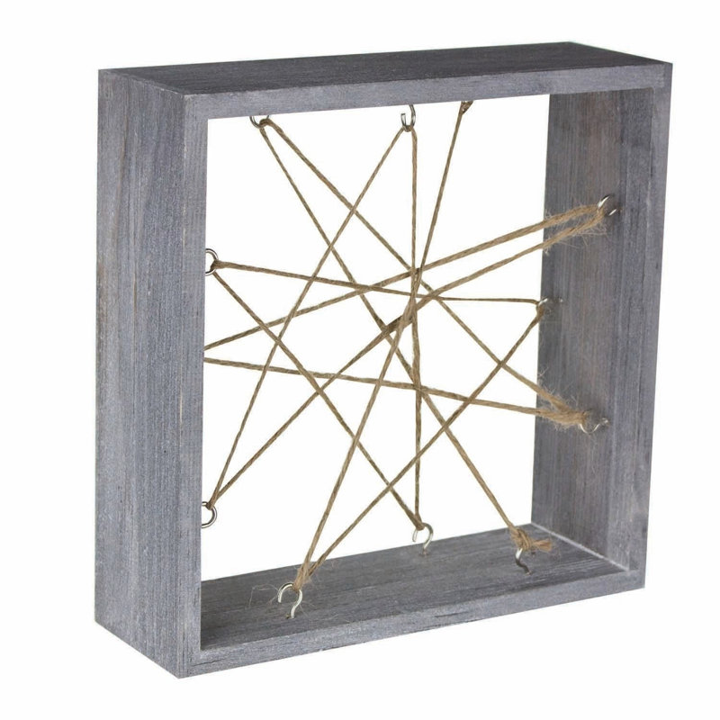 Whitewashed Wooden Air Plant Frame, Gris, H 3 po x l 7 po x P 7 po