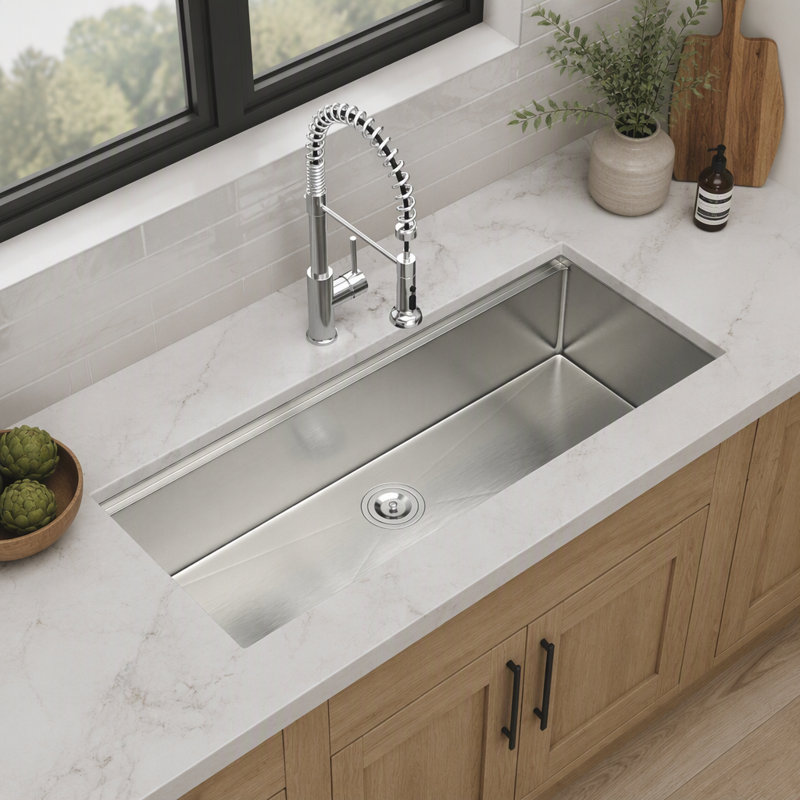 Spacious Single Bowl Undermount Workstation Kitchen Sink with Integrated Ledge Track System for Efficient Meal Preparation
