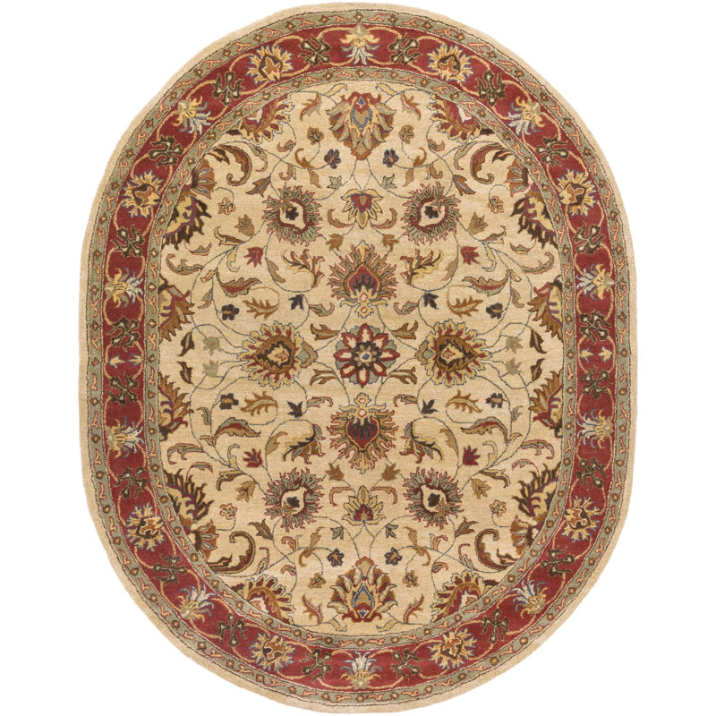 Gracin Hand Tufted Wool Floral Oval Rug, Oval 8' x 10'