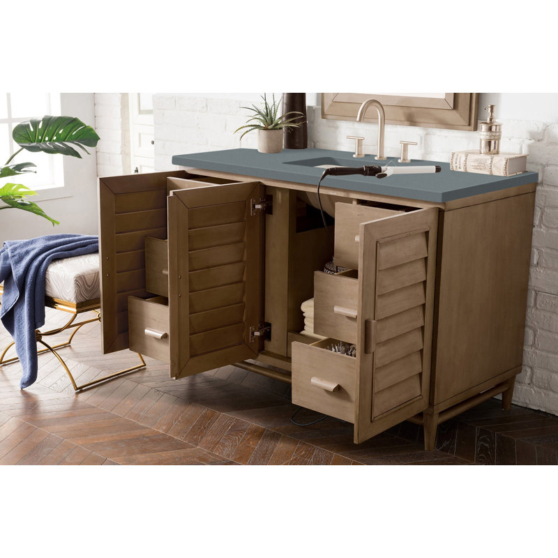 Musson 48" Single Bathroom Vanity Set, Whitewashed Walnut, Widespread, Phantome Eclos