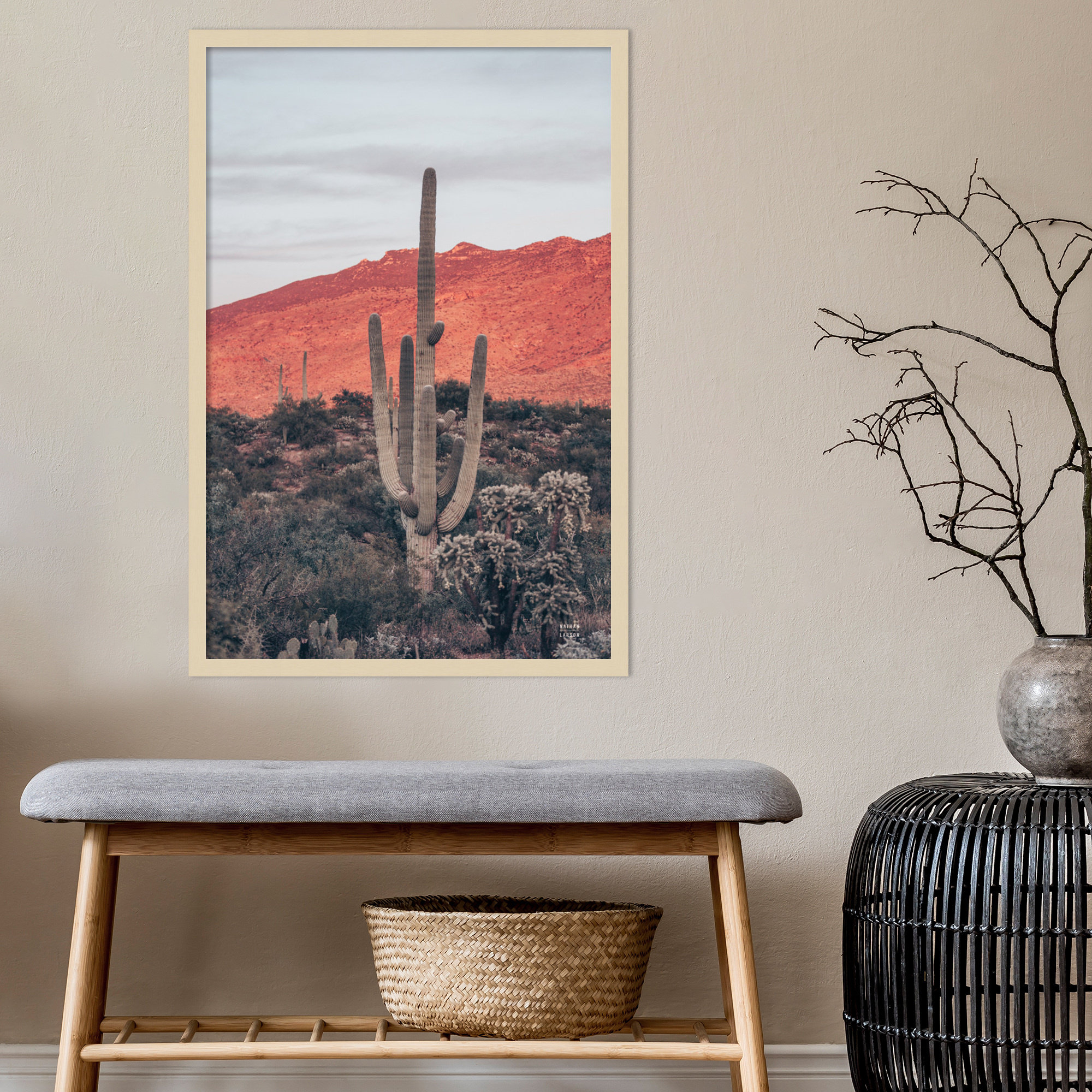 Sunsets And Saguaros by Nathan Larson, Brown, 33" H x 23" W x 1" D