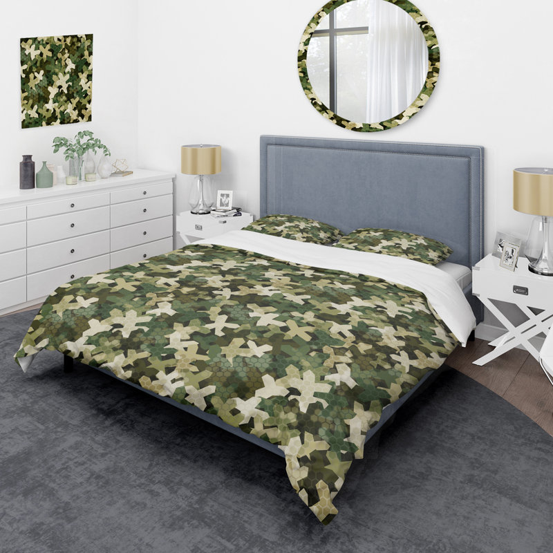 Camouflage vert tendance - ensemble de housse de couette abstrait - microfibre de polyester