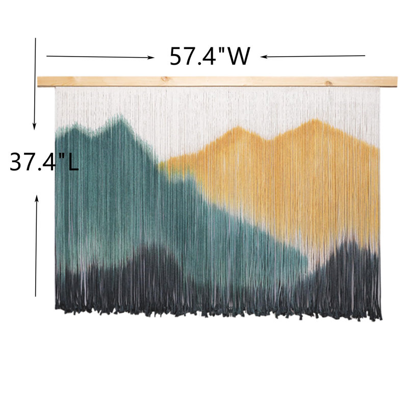 Très grande décoration murale bohème pour chambre à coucher, macramé, tapisserie décorative, tapisserie décorative, maison en bois moderne pour le salon (jaune)