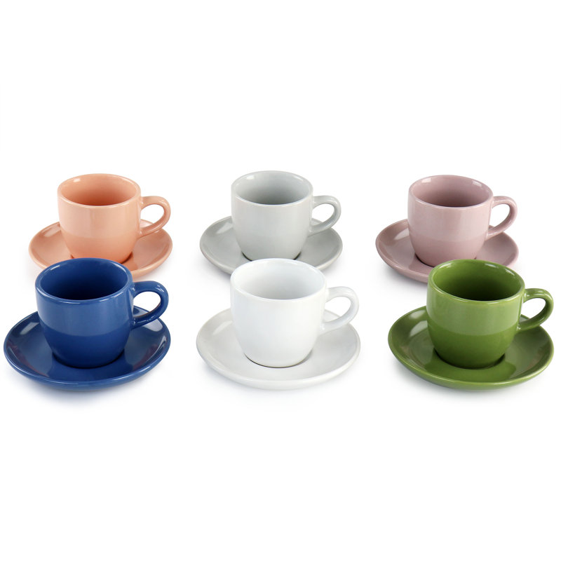 Ensemble tasse à café et soucoupe en grès 3 oz Mr.