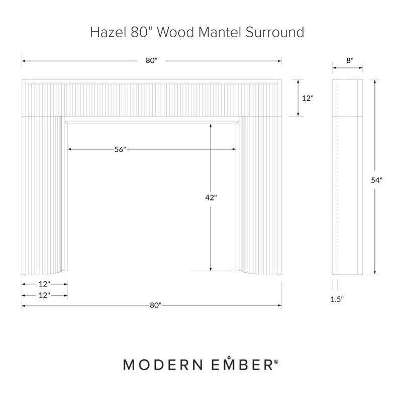 Hazel Wood Fireplace Mantel Surround, 80", Unfinished