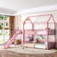 Lit superposé simple en métal avec escalier de rangement, glissade et rails de sécurité pour enfants (sans matelas)-132915769-132915772