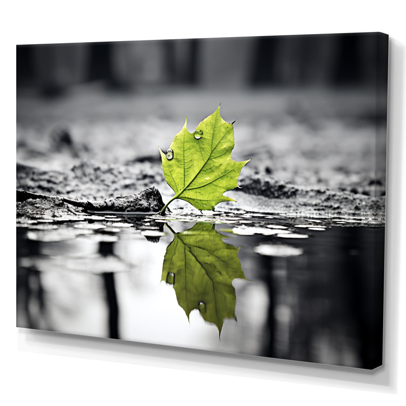 «Green Leaves Solitude In Winter II», reproduction d'art sur toile, H 16 po x l 32 po x P 1 po, Toile tendue