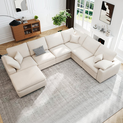 Latitude Run Modular Sectional Sofa, Oversized 7 Seat U Shaped Cloud Couch