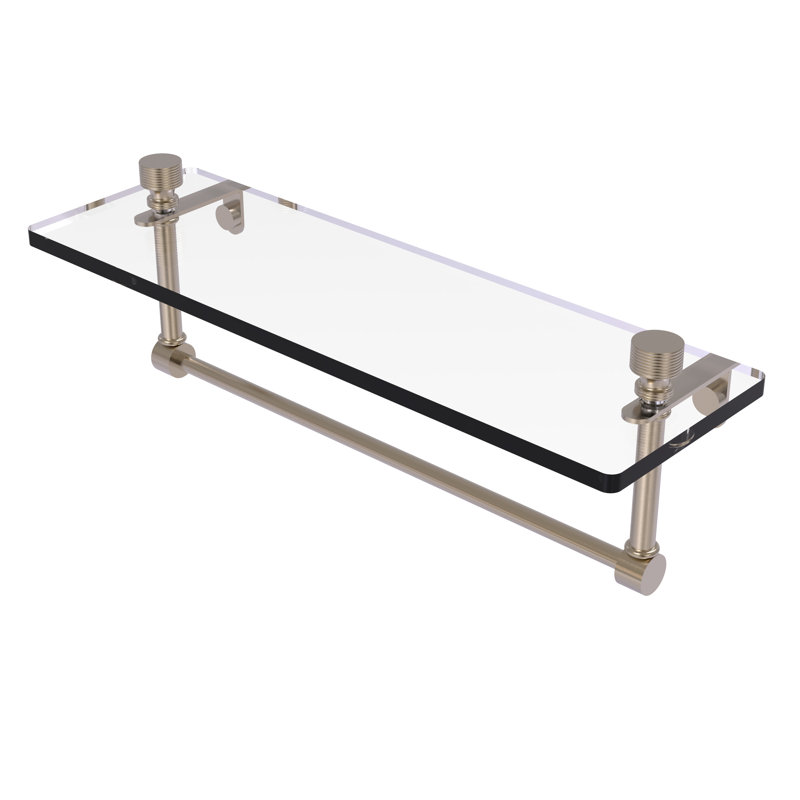 Ballenas Bracket Shelf with Towel Bar, Antique Pewter, 5' H x 16' W x 5' D