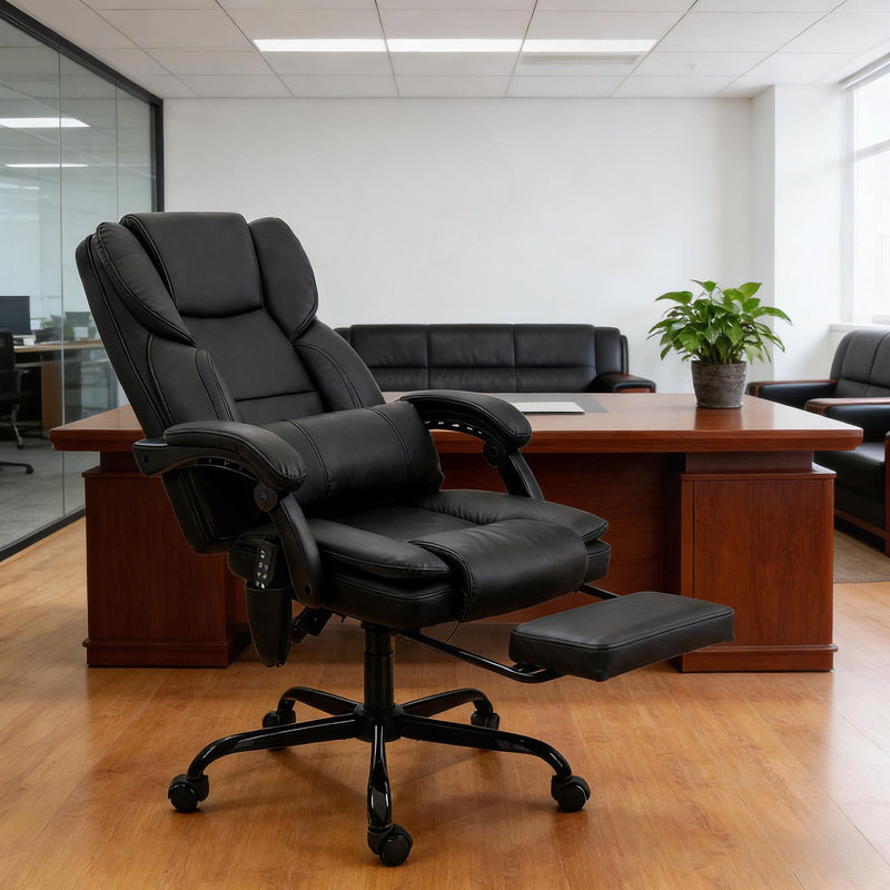 Vibration Massage Reclining Faux Leather Office Chair