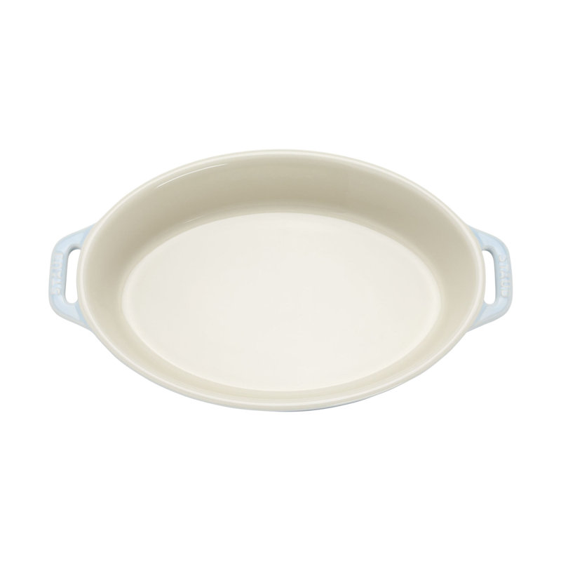 Staub Ceramic 4-Pc Baking Pans Set, Casserole Dish With Lid, Brownie Pan, Citron, Light Blue