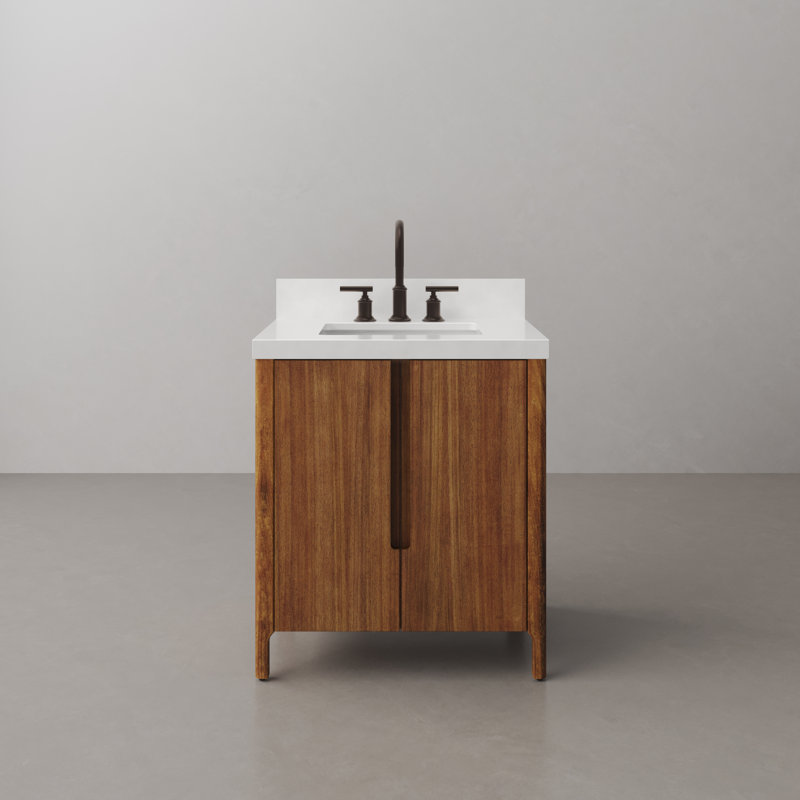 Sequoia 30 In. Single Sink Whitebrook Quartz Countertop Bath Vanity in Mango Wood With Chrome Faucet, Mango Wood