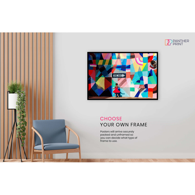 Colourful Wall Dancing Girl - No Frame Print, 91cm H x 61cm W