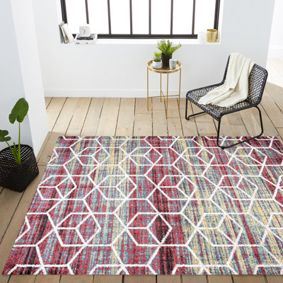Mashawna Blocks Modern Geometric Multi/White Rug