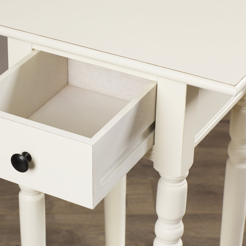 Table de bout en bois massif avec rangement Malmesbury, Patiné crème