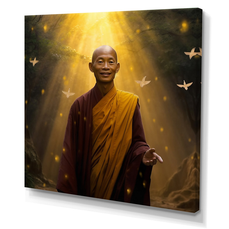 «Buddhist Monk Enlightment», reproduction sur toile, Toile tendue, H 16 po x l 16 po x P 1 po