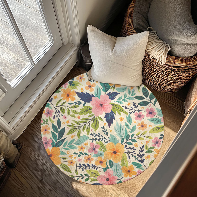Tapis tressé Floral, Rond 5 pi