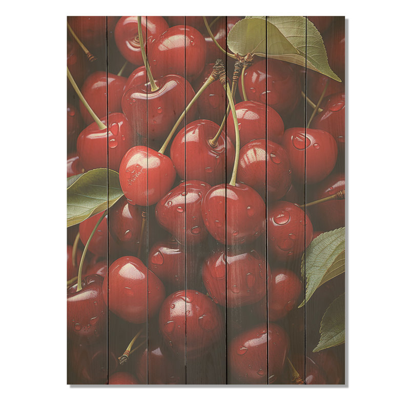 Red Cherry Fruit Beauty II - Cerise sur bois, H 20 po x l 10 po