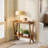 23.6"W End Table with 2-Tier Storage Shelves,Solid Wood Side Table for Living Room