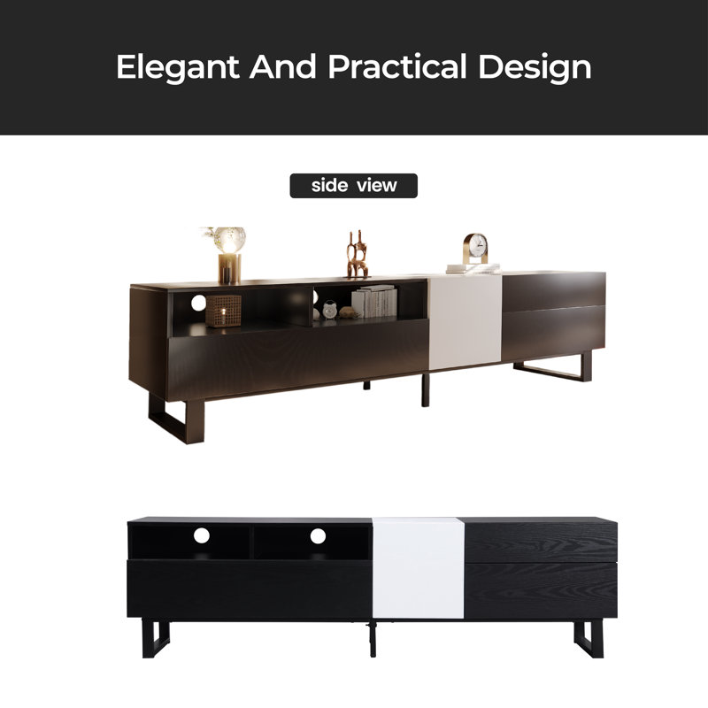 Crédence de rangement l 70,9 po, Noir / Blanc